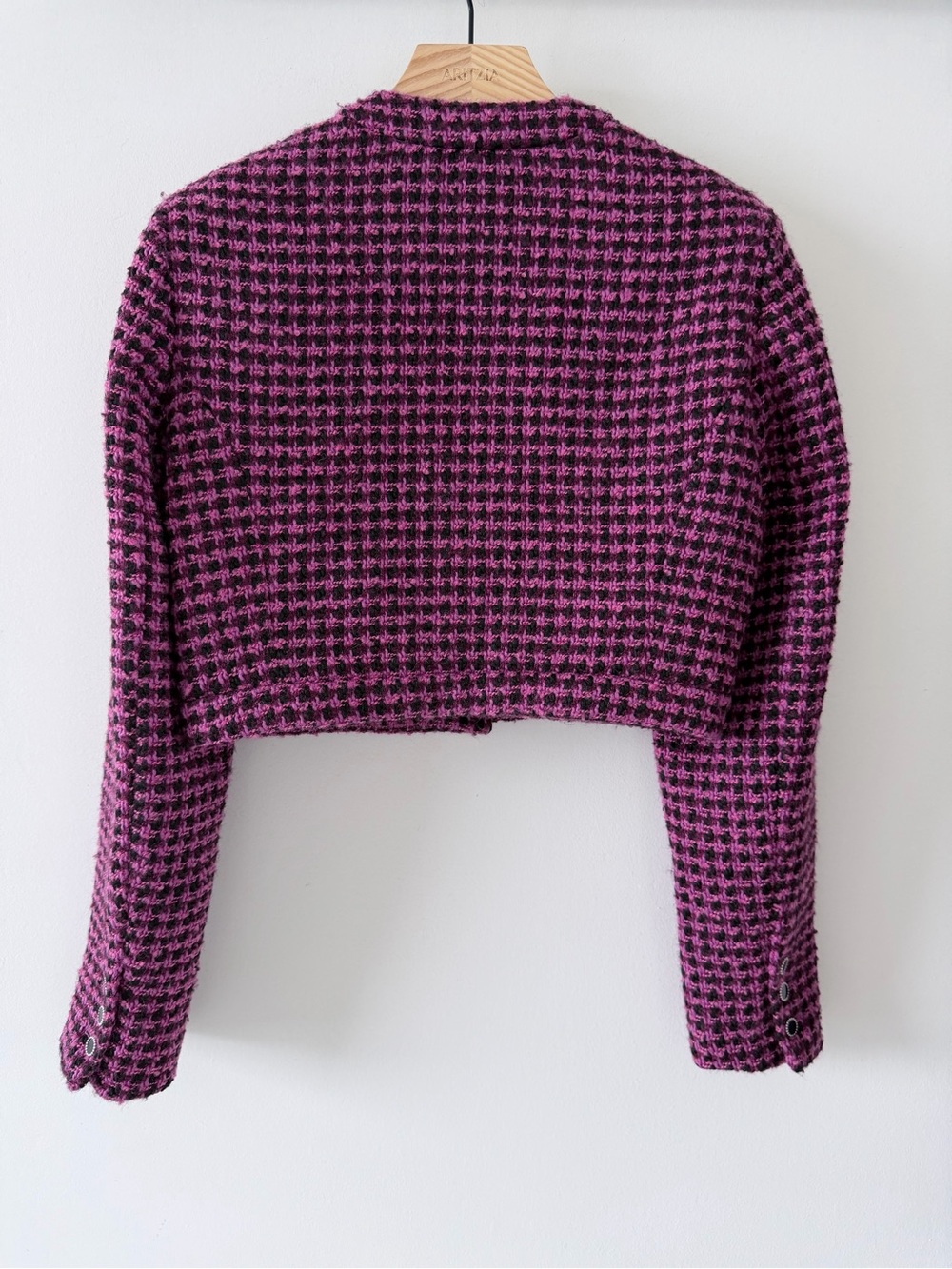 Zara Pink & Black Houndstooth Utility Jacket - Picture 7 of 12